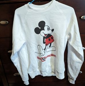 Disney Parks Walt Disney World White Vintage Mickey Sweatshirt, Size XS